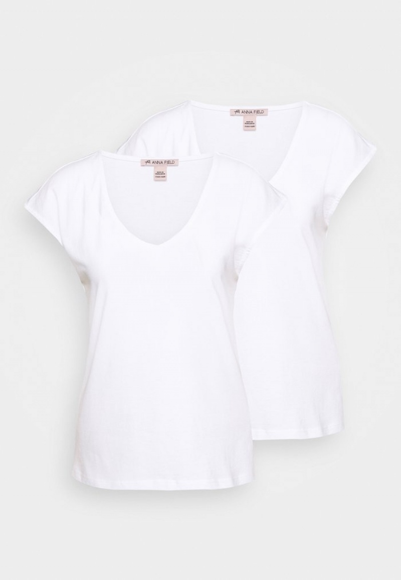 Anna Field Promo 2 Pack Basic T-Shirt Dam Vita | SE-XFDJTG286