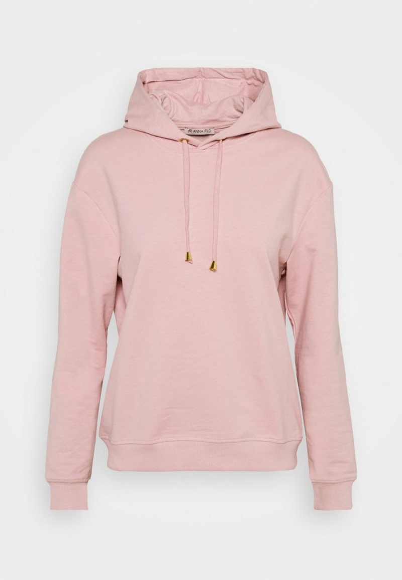 Anna Field Promo Basic Loose Hoodie With Gold Trim Hoodie Pullover Dam Rosa | SE-DCHUXK507