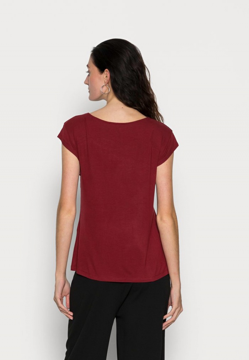 Anna Field Promo Basic T-Shirt Dam Mörkröda | SE-TWLYRM920