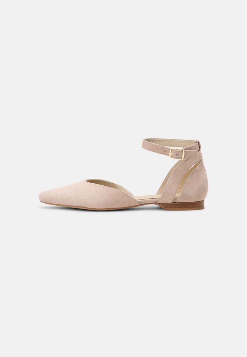 Anna Field Promo Leather Ankle Rem Ballet Pumps Ballerina Dam Beige | SE-LRTEWX740