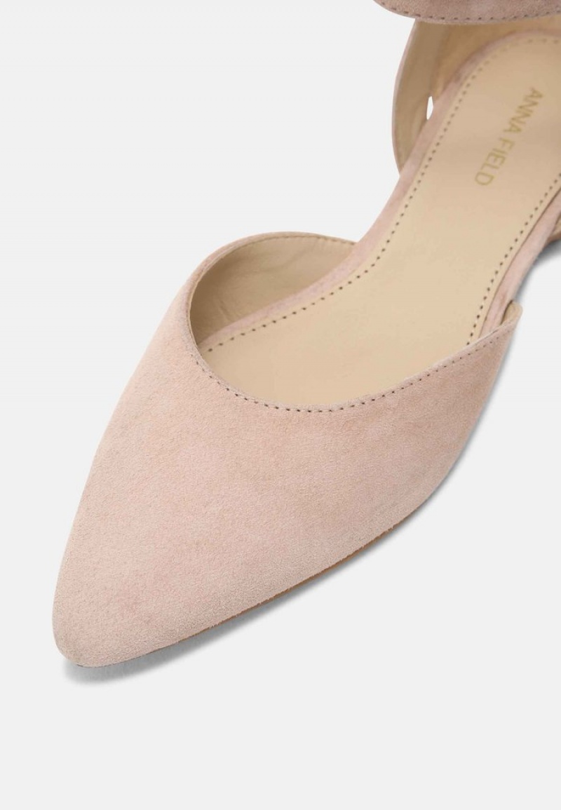 Anna Field Promo Leather Ankle Rem Ballet Pumps Ballerina Dam Beige | SE-LRTEWX740