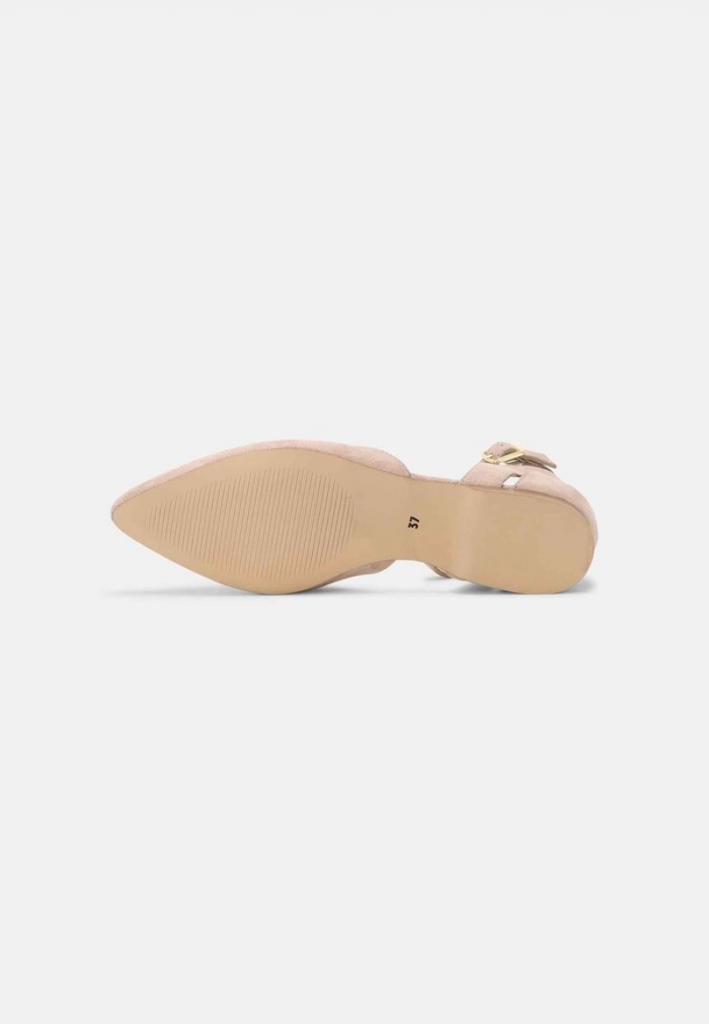 Anna Field Promo Leather Ankle Rem Ballet Pumps Ballerina Dam Beige | SE-LRTEWX740