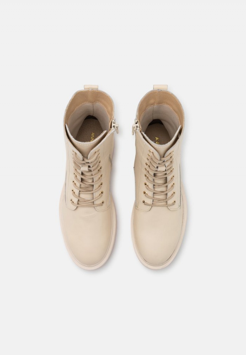 Anna Field Promo Leather Platform Stövletter Dam Beige | SE-ASVDKH341