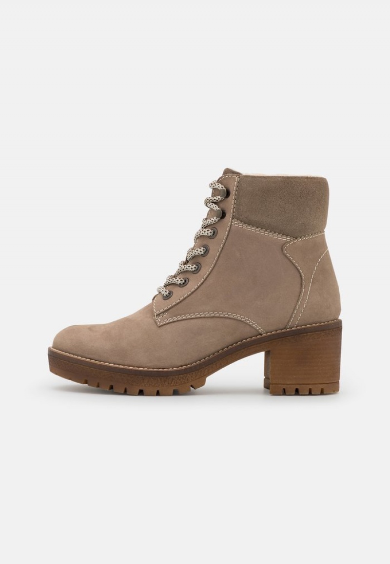 Anna Field Promo Leather Stövletter Dam Khaki | SE-GSFQJX573