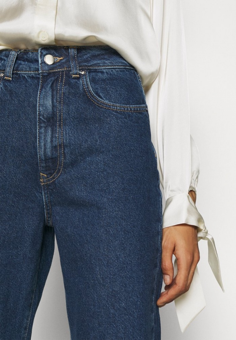 Anna Field Promo Mom Fit Jeans Tapered Fit Långbyxor Dam Blå | SE-PZXHQJ450