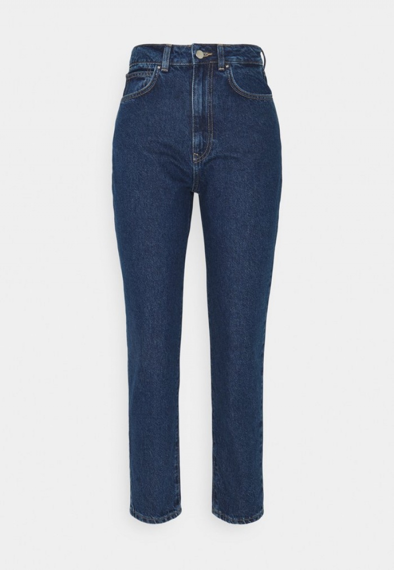 Anna Field Promo Mom Fit Jeans Tapered Fit Långbyxor Dam Blå | SE-PZXHQJ450