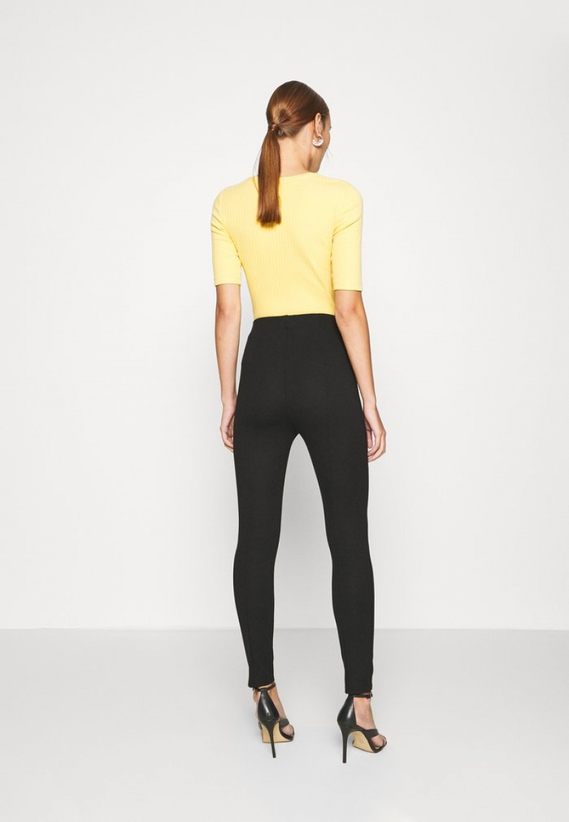 Anna Field Promo Punto Leggings With Button Detail Leggings Långbyxor Dam Svarta | SE-PYTXJQ926