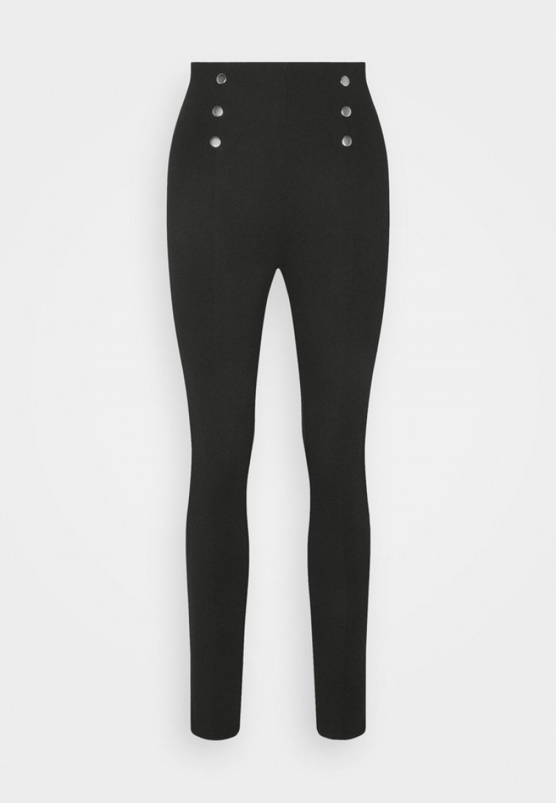 Anna Field Promo Punto Leggings With Button Detail Leggings Långbyxor Dam Svarta | SE-PYTXJQ926