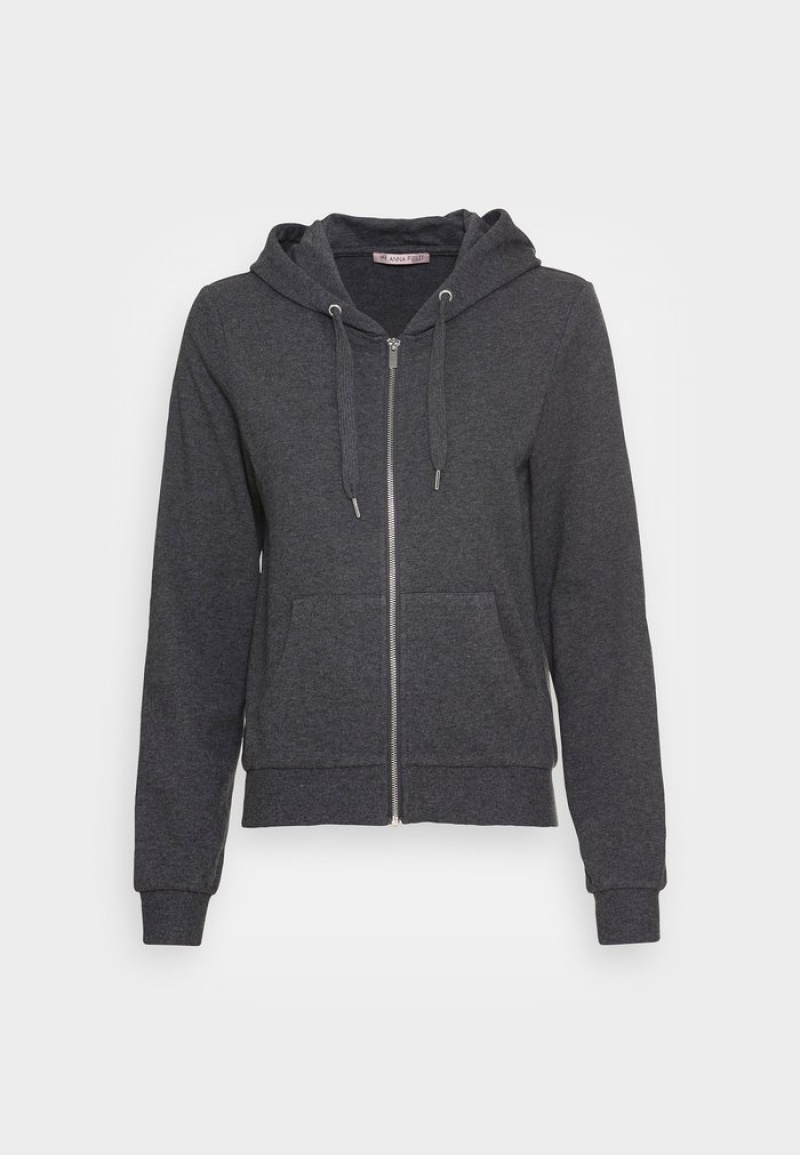 Anna Field Promo Slim Fit Sweat Jacket Zip-Up Sweatshirt Kofta Dam Mörkgrå | SE-JRGPIW356