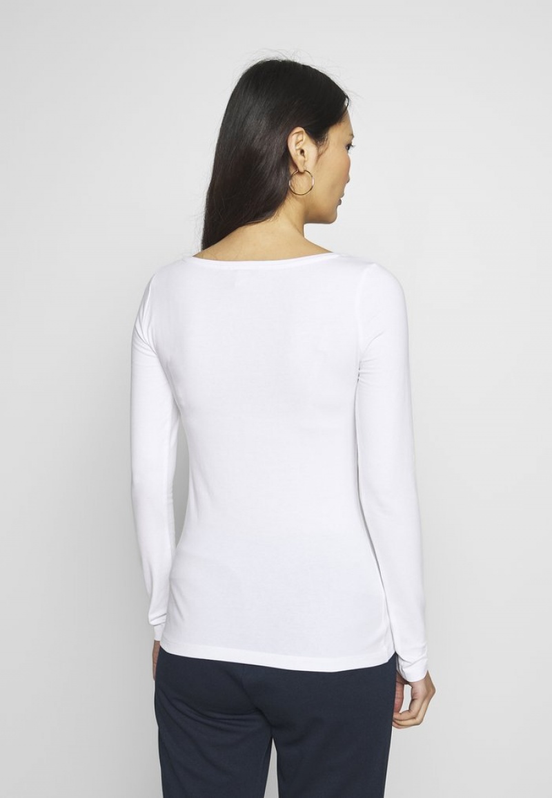 Anna Field Top 10 Basic Round Neck Långärmad Dam Vita | SE-CPGOQY014