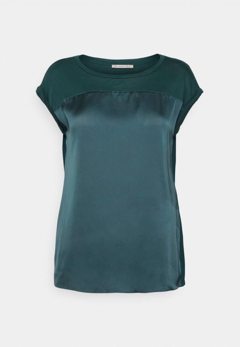 Anna Field Top 10 Basic T-Shirt Dam Mörkgröna | SE-QYHSMN465