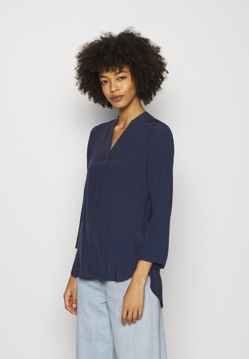 Anna Field Top 10 Basic V Neck Blus Dam Mörkblå | SE-LDSFHK961