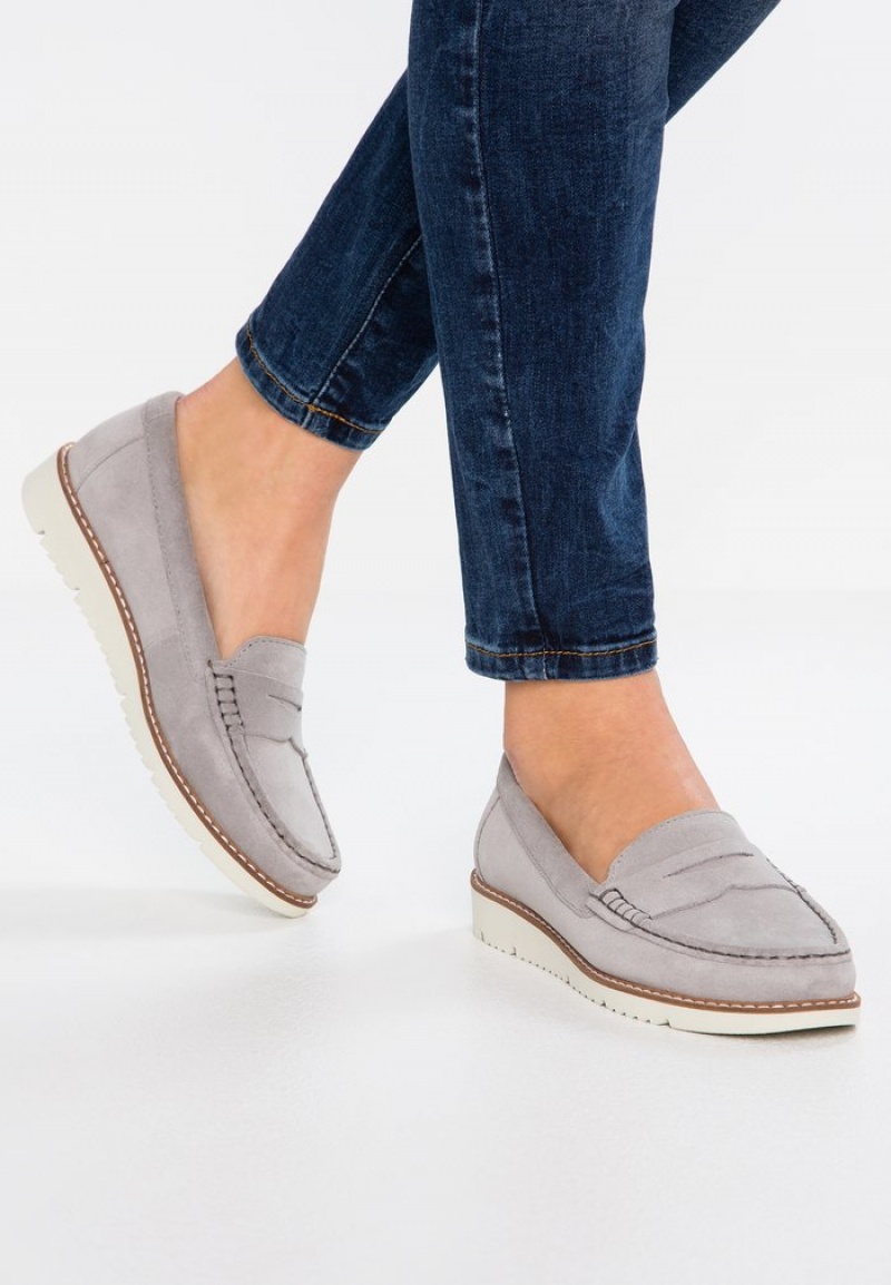 Anna Field Top 10 Bekvämlighet Leather Slip-Ons Låga Skor Dam Grå | SE-YJXZHB420