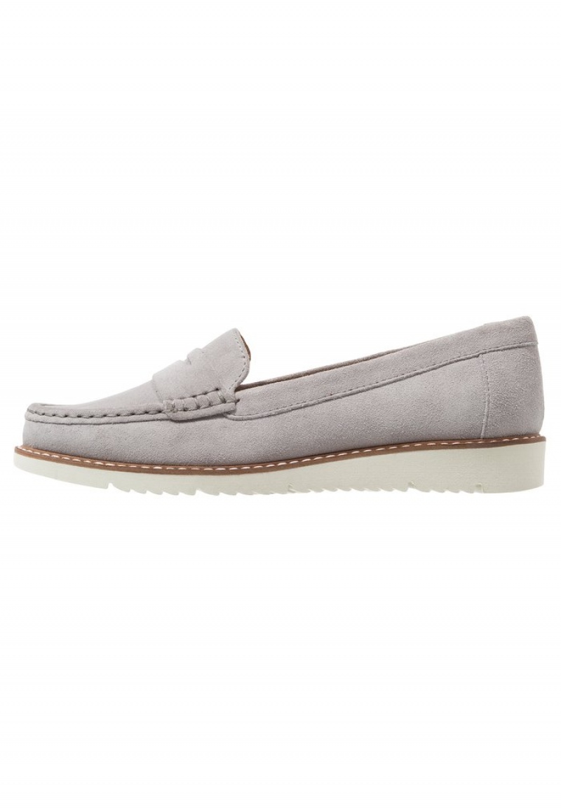 Anna Field Top 10 Bekvämlighet Leather Slip-Ons Låga Skor Dam Grå | SE-YJXZHB420