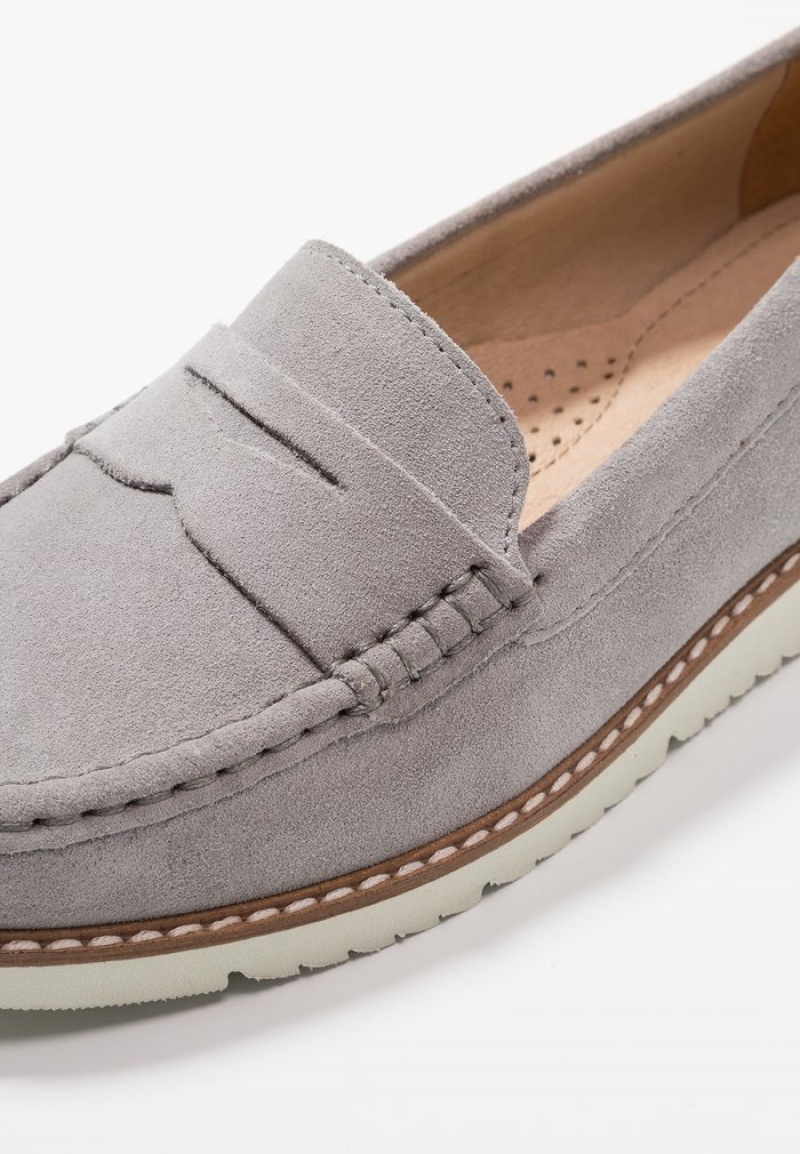 Anna Field Top 10 Bekvämlighet Leather Slip-Ons Låga Skor Dam Grå | SE-YJXZHB420