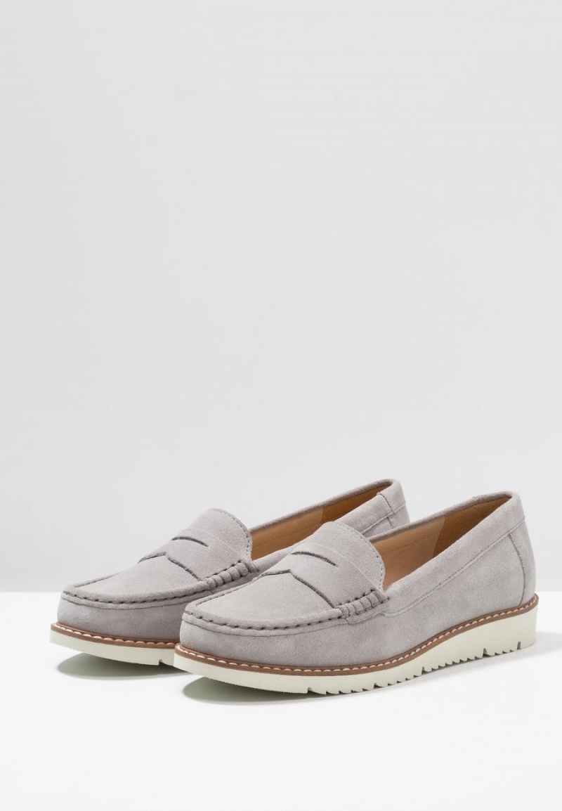 Anna Field Top 10 Bekvämlighet Leather Slip-Ons Låga Skor Dam Grå | SE-YJXZHB420