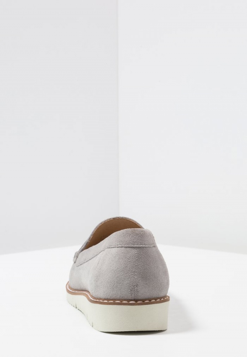 Anna Field Top 10 Bekvämlighet Leather Slip-Ons Låga Skor Dam Grå | SE-YJXZHB420