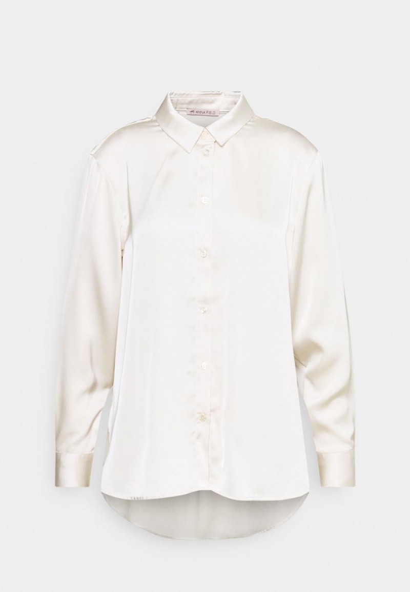 Anna Field Top 10 Button-Down Blus Dam Beige | SE-PMYBKX638