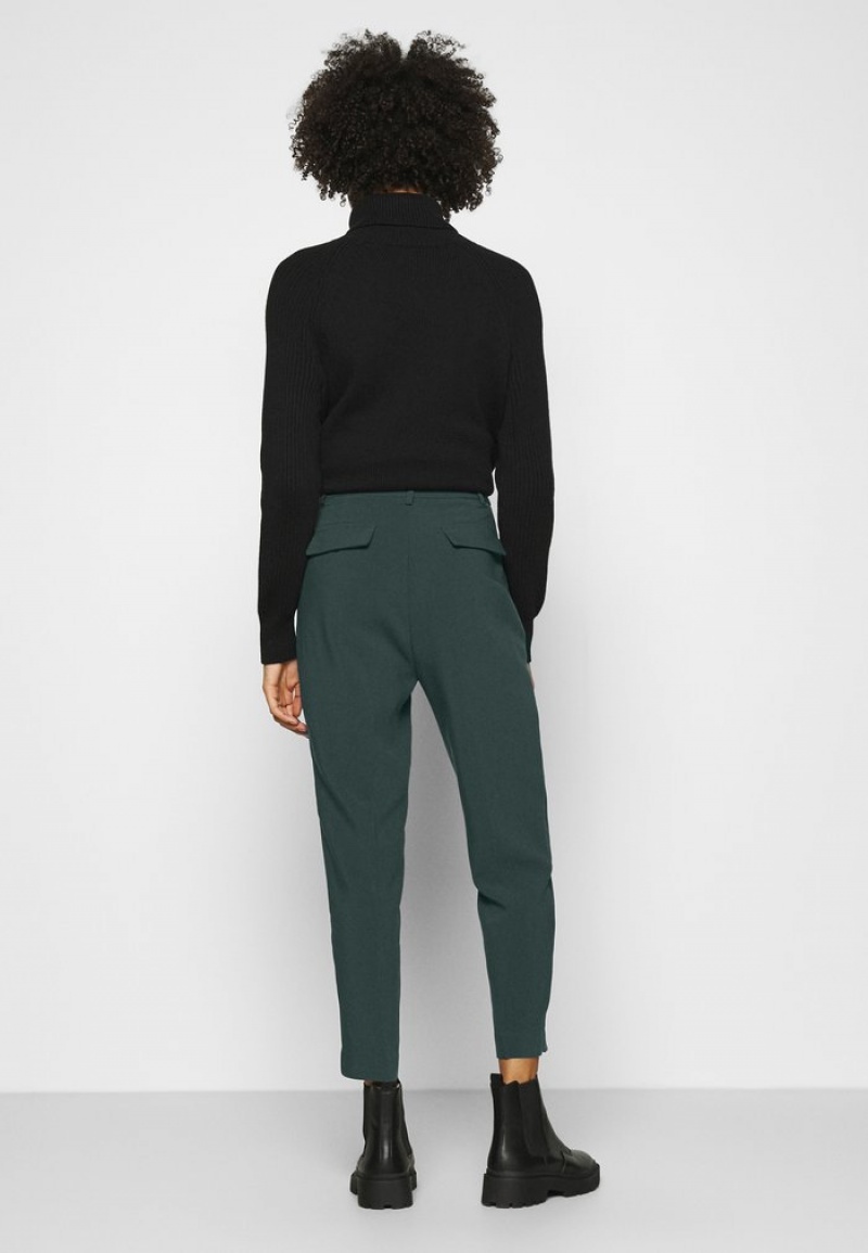 Anna Field Wholesale Basic Bussiness Pants With Pintucks Långbyxor Dam Mörkgröna | SE-RHBXFE865