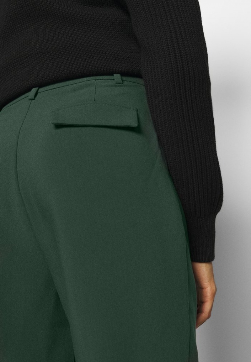 Anna Field Wholesale Basic Bussiness Pants With Pintucks Långbyxor Dam Mörkgröna | SE-RHBXFE865