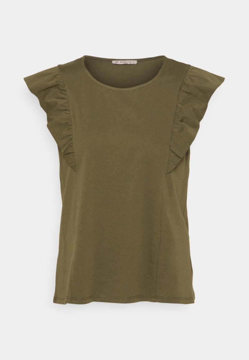 Anna Field Wholesale Basic T-Shirt Dam Khaki | SE-UMALYC109