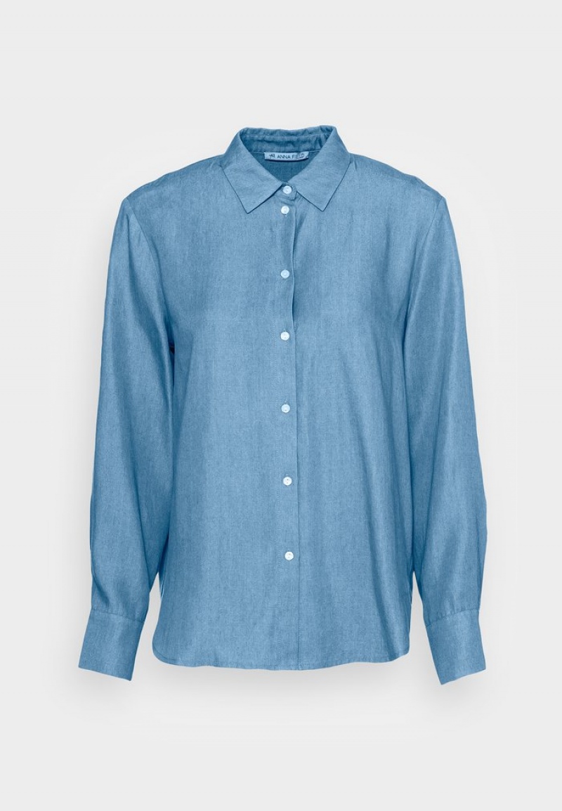 Anna Field Wholesale Button-Down Blus Dam Blå | SE-NBYKAT794