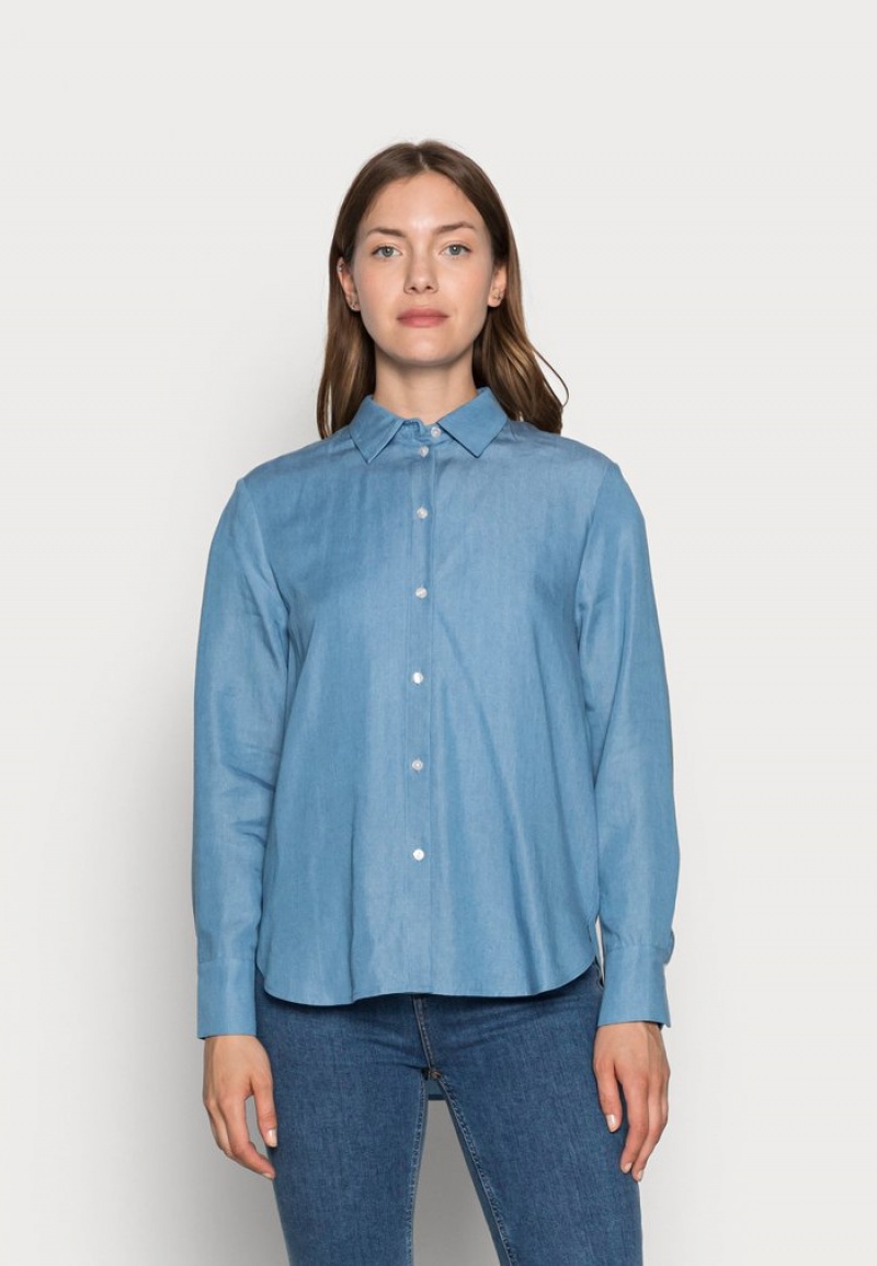 Anna Field Wholesale Button-Down Blus Dam Blå | SE-NBYKAT794