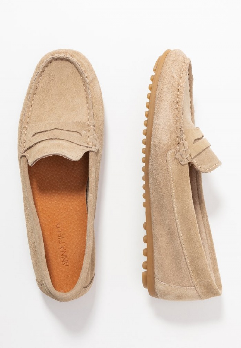 Anna Field Wholesale Leather Moccasins Låga Skor Dam Beige | SE-JKZQMA205