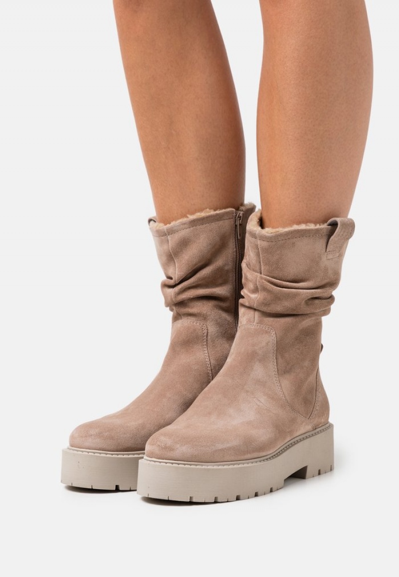 Anna Field Wholesale Leather Platform Stövlar Dam Beige | SE-THWIYC162