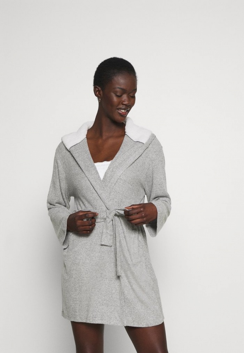 Anna Field Wholesale Räfflad Klänning Gown Bathrobe Dam Grå | SE-NMBXAV702