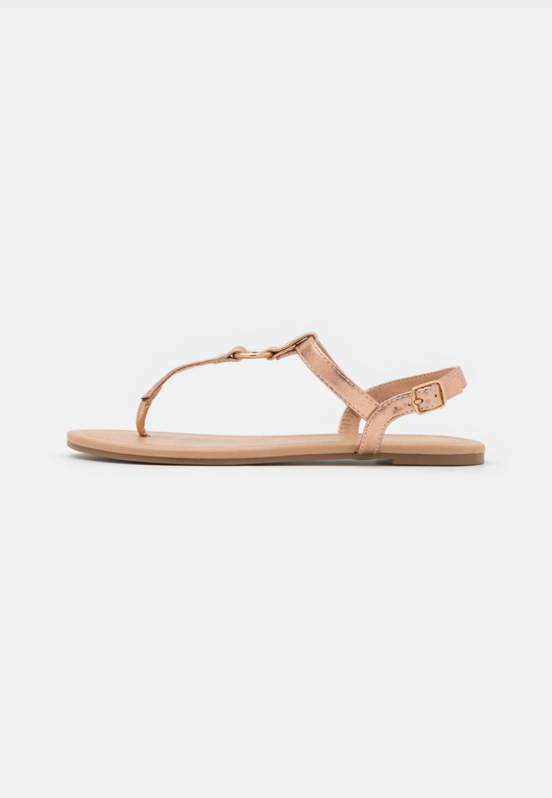 Anna Field Wholesale T-Bar Sandaler Dam Rosa Guld | SE-SDWEYC306